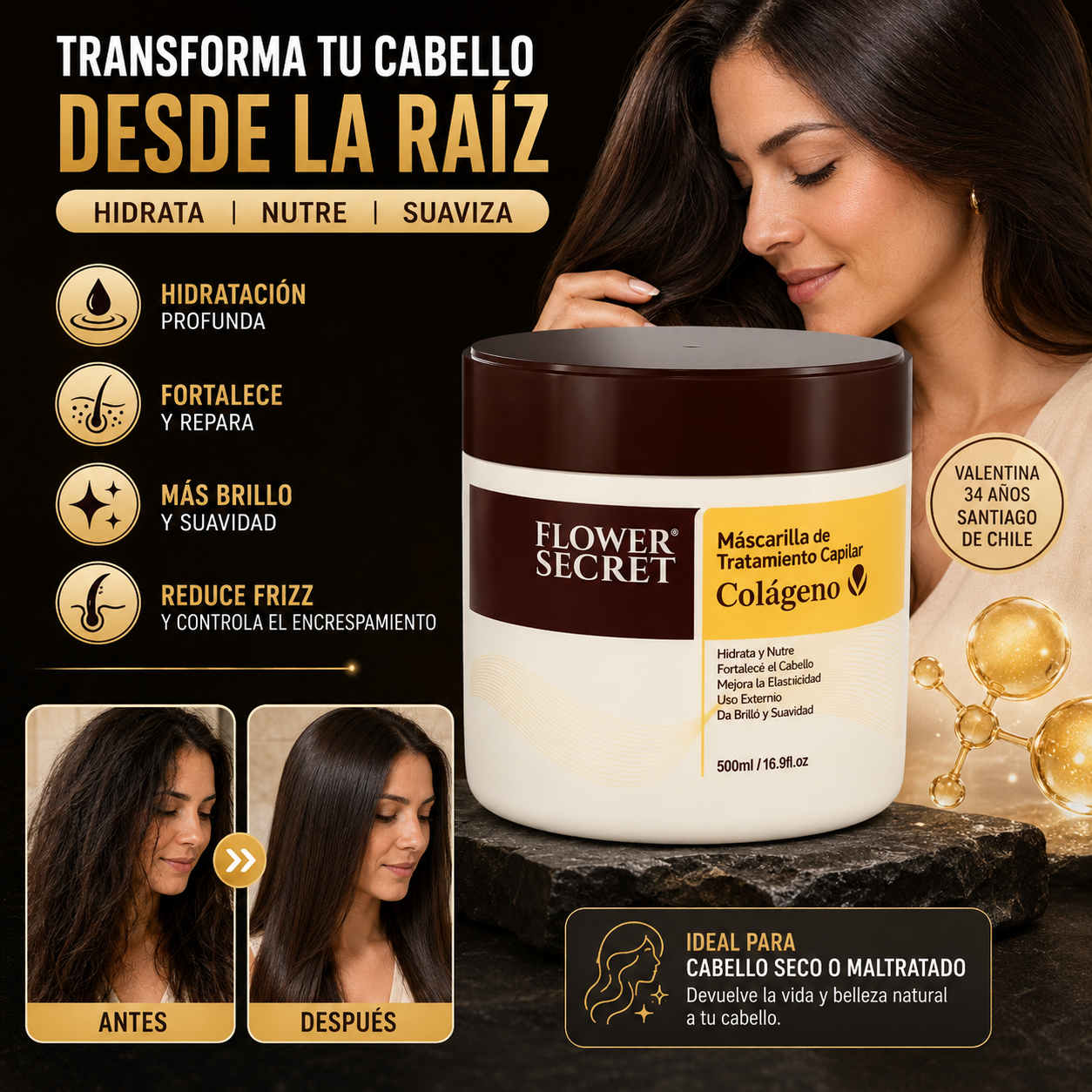 Mascarilla Capilar con Colágeno 5ОО𝐌𝐋 - Flower Secret®